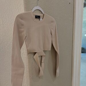 Babaton Cream Long Sleeve Crop Top
